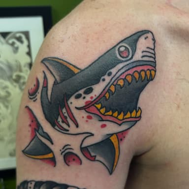 SHARK done at @southinktattooshop