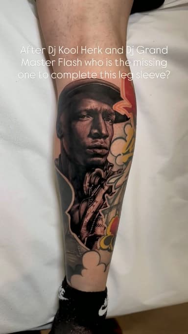 Leg sleeve tribute to the Hip Hop pioneers in progress
